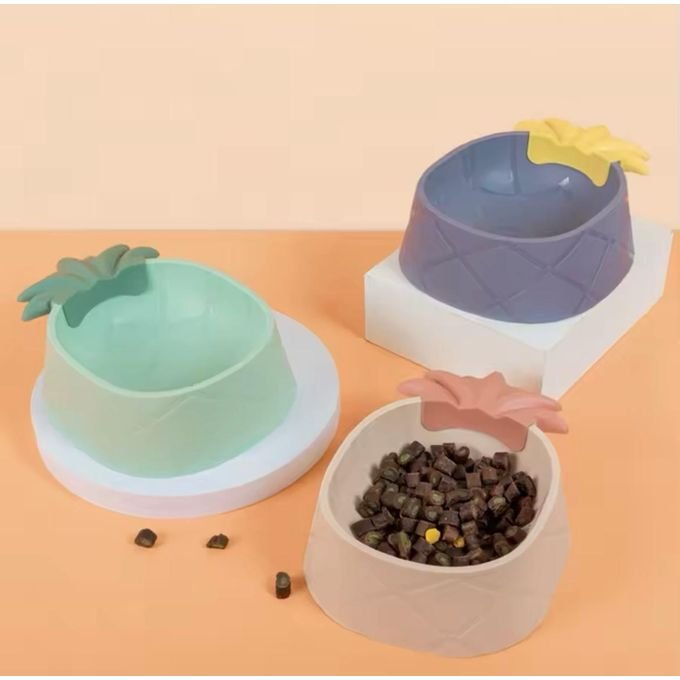 Gamelle Ananas Antidérapante pour Chat et Petit Chien – Bol d’Alimentation Design en Plastique Alimentaire