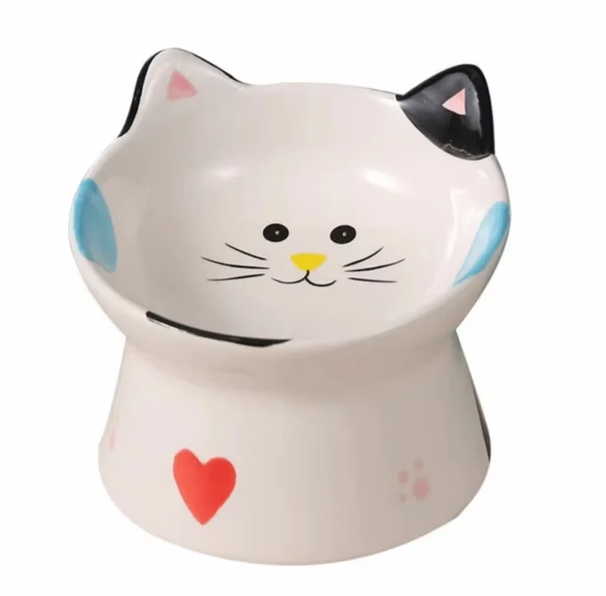 Gamelle Céramique Surélevée et Inclinée 15° pour Chat et Petit Chien