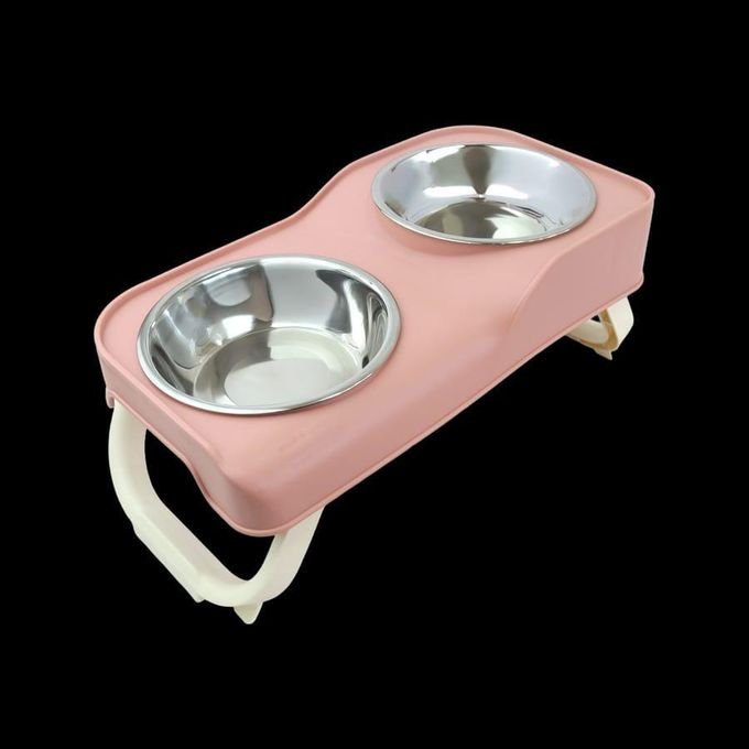 Gamelle Surélevée Double pour Chien et Chat avec Bols en Inox Amovibles – Support Pliable Antidérapant