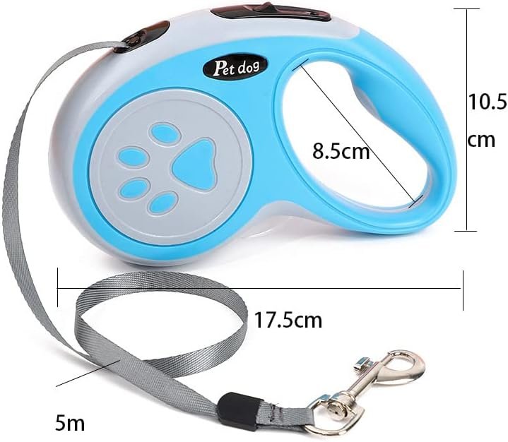 Laisse Rétractable Automatique 5M pour Chien – Poignée Ergonomique Antidérapante – Corde Haute Résistance pour Petits et Moyens Chiens