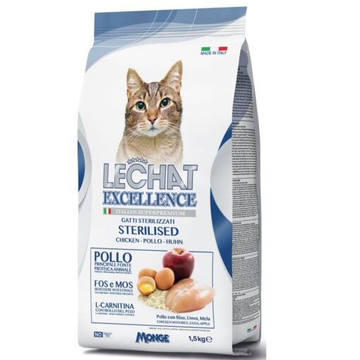 Le Chat Excellence Stérilisé Poulet – Croquettes Premium pour Chats Stérilisés, Riches en Protéines et Fibres, Faibles en Matières Grasses, Sans Additifs Artificiels