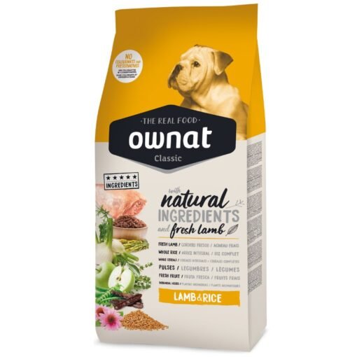 Ownat Classic Lamb Rice Agneau Riz adulte Croquettes à l’agneau et au riz pour chiens adultes