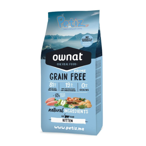 Ownat Grain Free Kitten pour Chaton – Alimentation sans céréales riche en viande fraîche, idéale pour une croissance saine