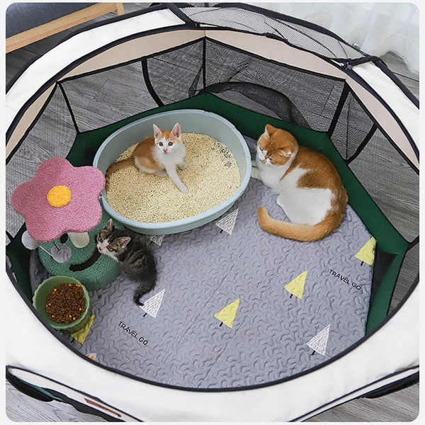 Parc à Chat et Chiots | Enclos Pliable | Tente pour Chiens intérieur et extérieur