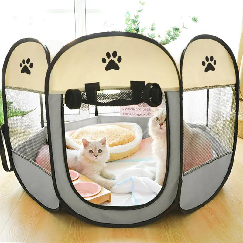 Parc à Chat et Chiots | Enclos Pliable | Tente pour Chiens intérieur et extérieur