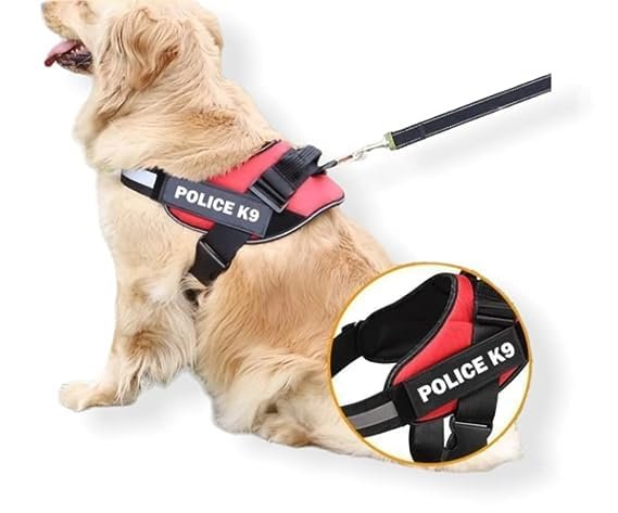 Pets Popular Police K9 Harnais Ajustable No Pull – Petit, Rouge