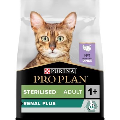 Purina Pro Plan Sterilised Adult Renal Plus – Dinde | Croquettes pour Chats Stérilisés ou Castrés
