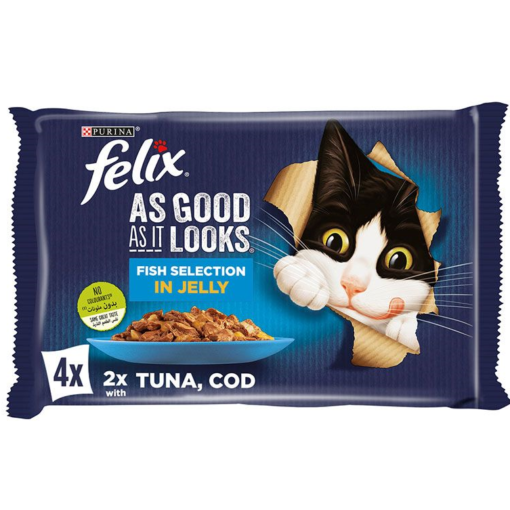 Purina Felix Adult As Good As It Looks – Sélection de Poissons | Repas en Gelée Délicieux pour Chats Adultes