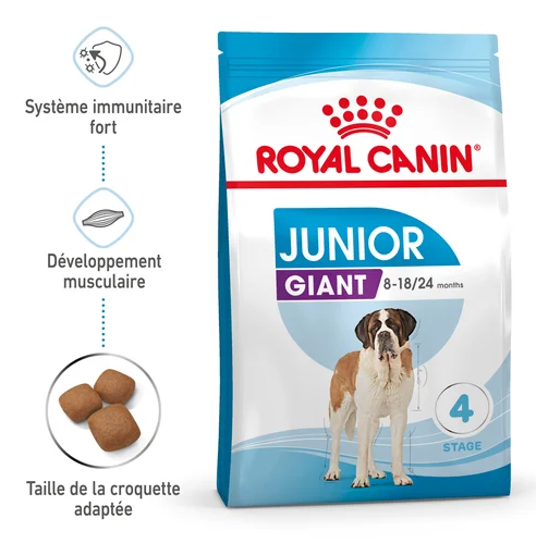 Royal Canin Giant Junior | Croquettes Premium pour Chiots de Grandes Races ( et +) | Croissance Musculaire, Os Solides & Digestion Renforcée
