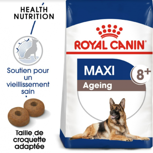 Royal Canin Maxi Ageing 8+ pour Chiens Âgés de Grande Taille – Alimentation Senior Spécialisée pour la Santé, les Articulations, la Vitalité et le Maintien du Poids