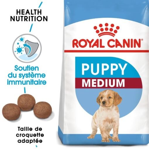 Royal Canin Medium Puppy – Croquettes Premium pour Chiots de Taille Moyenne, Alimentation Complète pour Croissance Saine, Renforcement Immunitaire et Digestion Optimale