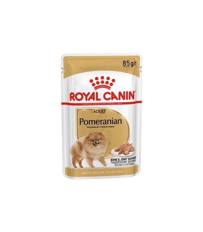 Royal Canin Pomeranian Adult – Nourriture Humide en Pâtée pour Chien Adulte de Petite Race – Sachets Fraîcheur de – Santé Digestive, Peau et Pelage, Haute Appétence