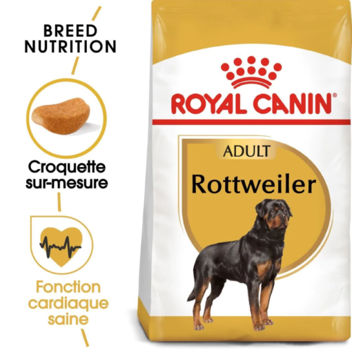 Royal Canin Rottweiler Adulte – Croquettes Spécialement Formulées pour Rottweiler Mâchoire Molossoïde, Santé Cardiaque, Musculaire et Articulaire Optimale