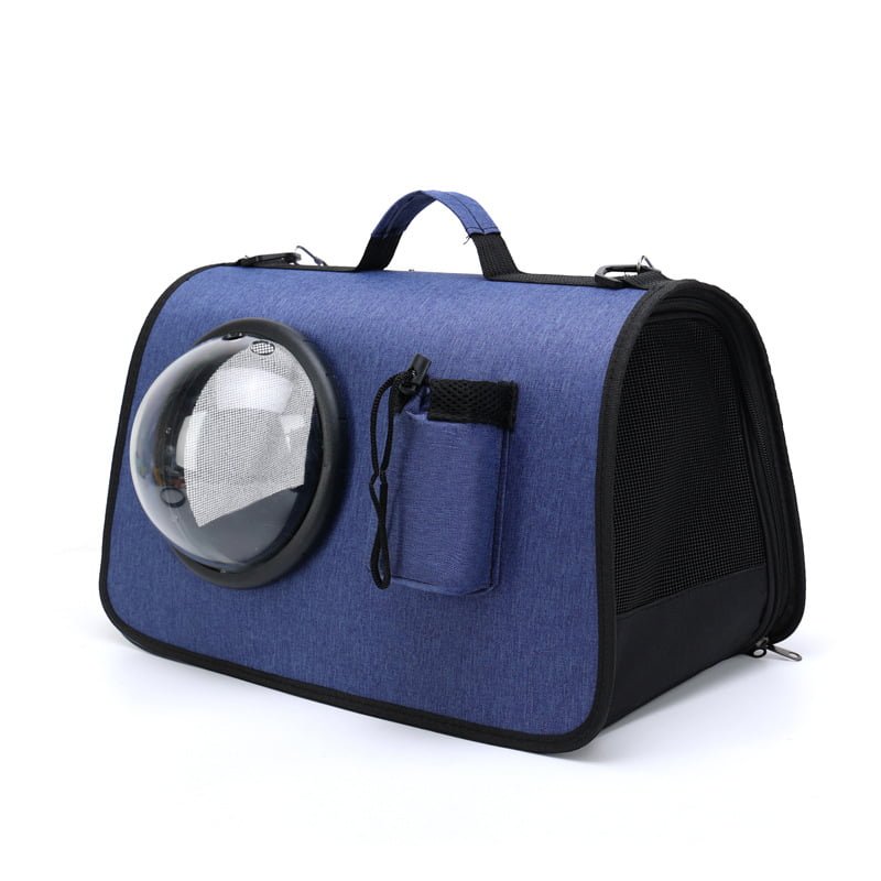 Sac Transport Chat, petit Chien,Caisse de Transport Chat Pliable avec Bandoulière Réglable,Respirant Sac de Transport Chat avec Capsule Spatiale Ventilée,Matelas en Peluche Amovible et Porte bouteille
