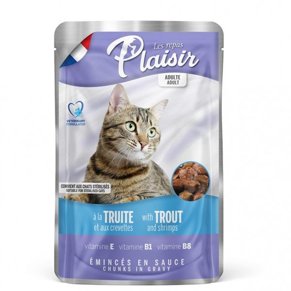 Sauce Plaisir Truite Morceaux pour Chats à Crevettes