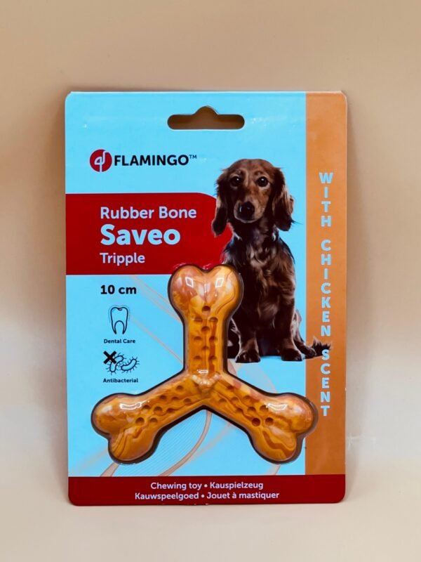 Jouet à mâcher pour chien triple os saveur poulet - Flamingo