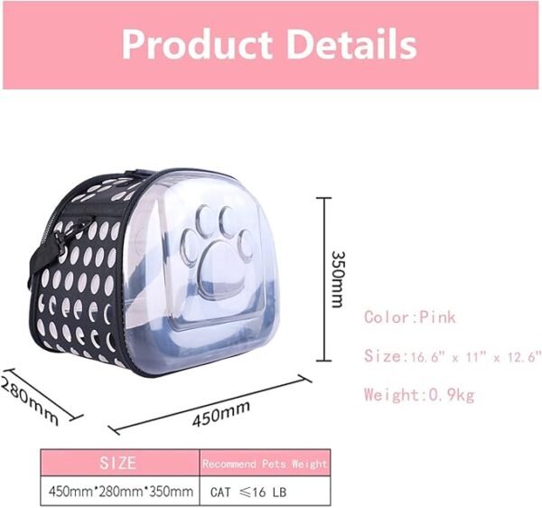 Sac de transport transparent pour chat et petit chiens – Image 4