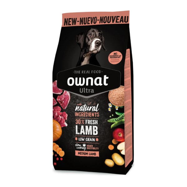 Ownat Ultra Medium Adult – Agneau & Riz (14 kg)