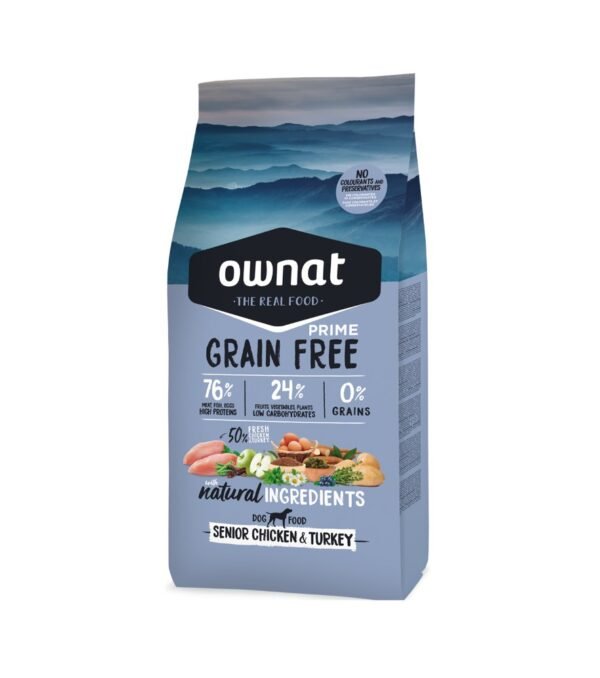 Ownat Grain Free Senior – Poulet & Dinde (Sans Céréales) 12kg